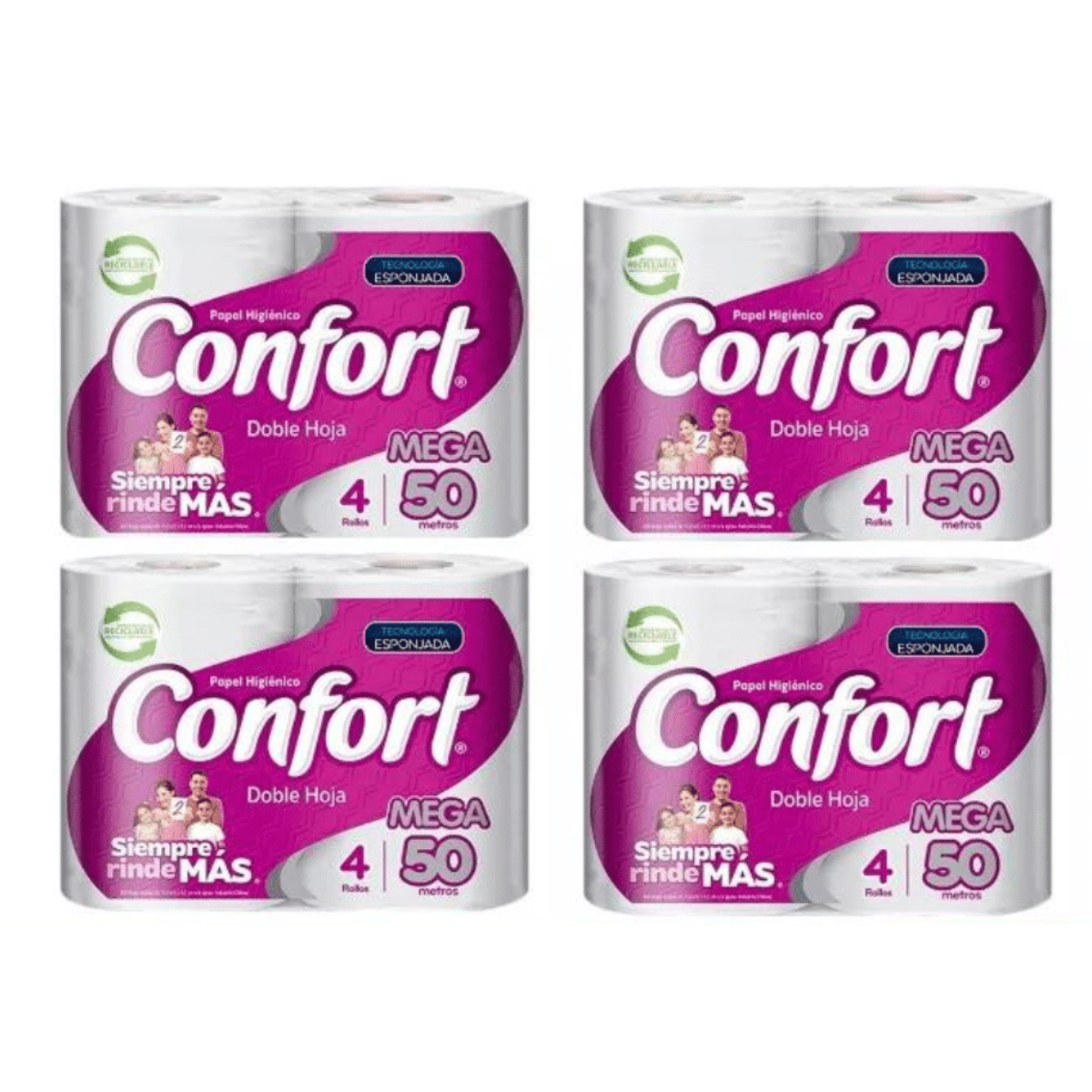 Papel Higiénico Confort Mega Doble Hoja 50 mts c/u 16 Unid