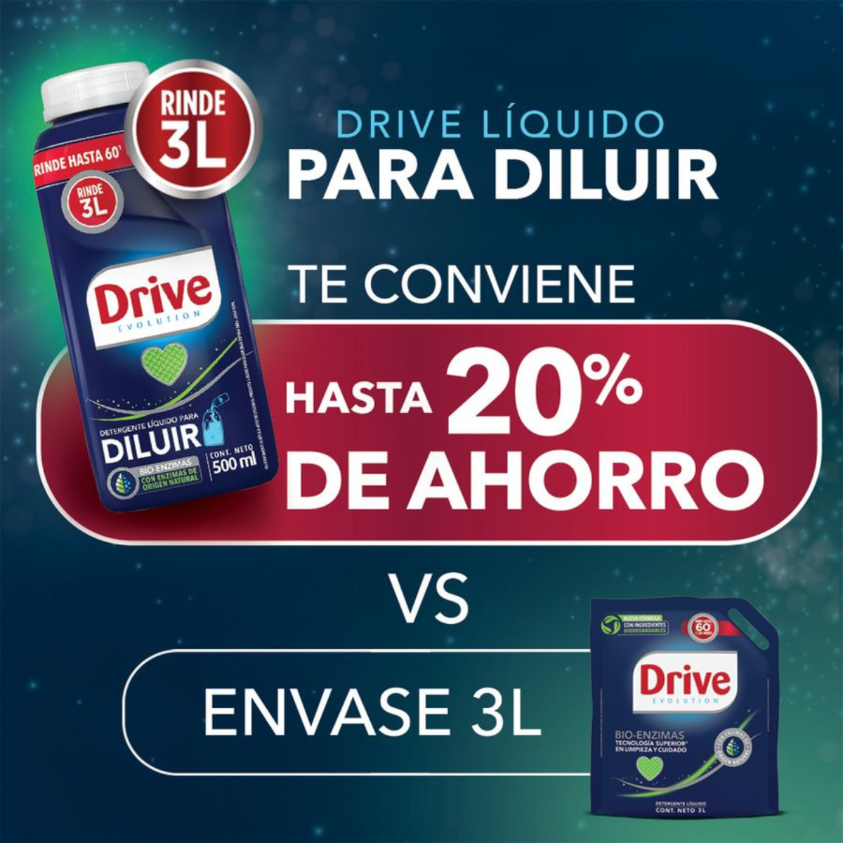 Drive Detergente Líquido para Diluir 500 ml x 2un