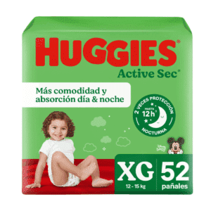 Pañal Huggies Active Sec XG 52 UN