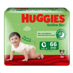 Pañales Huggies Active Sec G 66 unidades