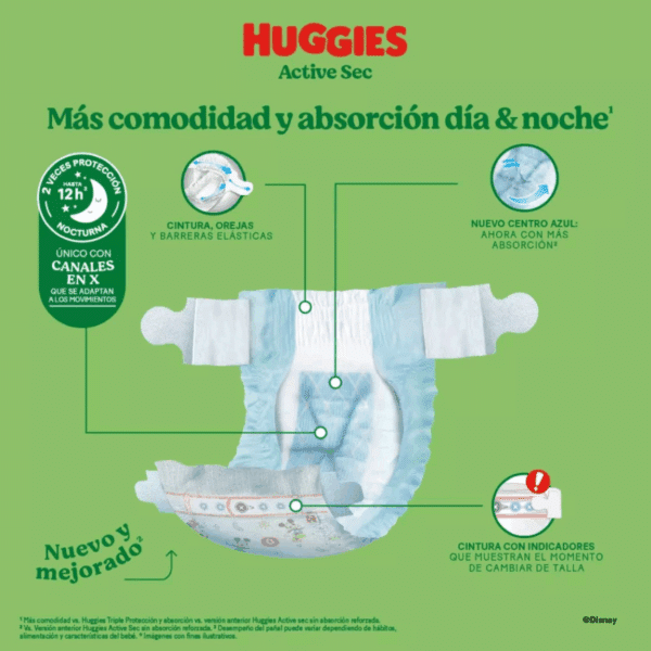 Pañales Huggies Active Sec G 66 unidades x 2UN